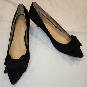 Simply Soles | Black Suede Bow Low Heels